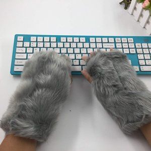 Girls Warmer Furry Gloves